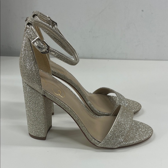 New Sam Edelman Yaro Block Heel Sandal in Metallic Sparkle Size 8.5 - Picture 3 of 9